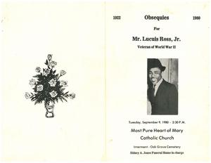 Funeral program for Lucuis Ross