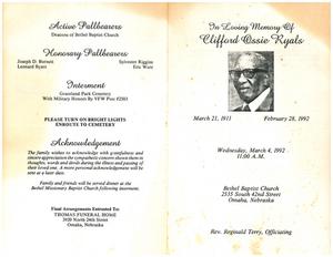 Funeral program for Clifford Ossie Ryals