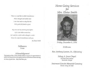 Funeral program for Eloise Smith