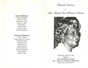 Funeral program for Maude Inez Patterson Varner