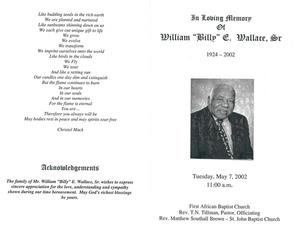 Funeral program for William "Billy" E. Wallace, Sr.