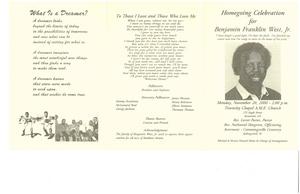 Funeral program for Benjamin "Bubba Jun" Franklin West, Jr.