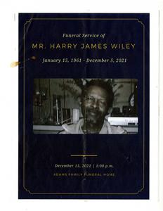 Funeral program for Harry James Wiley