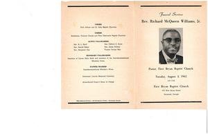 Funeral program for Richard McQueen Williams, Jr.
