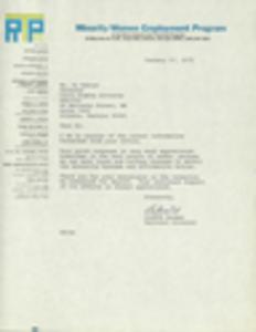 Minority Women Employment Program, correspondence, 1975
