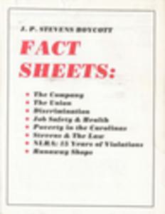 Amalgamated Clothing and Textile Workers Union, J.P. Stevens Boycott Fact Sheets, 1979