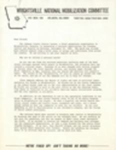 Wrightsville National Mobilization Committee, correspondence, 1980