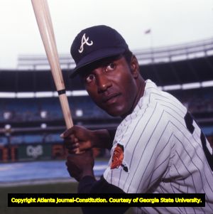 Atlanta Braves' Rico Carty poses with a bat, 1970