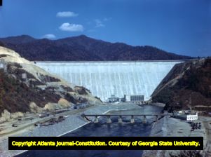 Fontana Dam located on the Little Tennessee River, circa 1940s