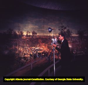 Atlanta Journal Constitution photographer Floyd Jillson photographing the Cyclorama, circa 1950s