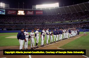 Atlanta Braves during the players' introduction, World Series Game One, 1995