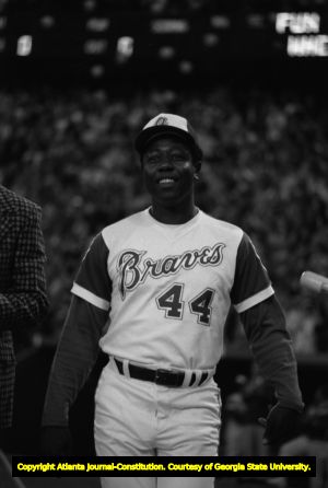 Hank Aaron during the pregame festivities in his honor, 1974