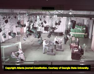 Overhead view of the WSB-TV studio, 1956