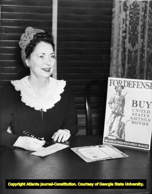 Margaret Mitchell advocating military savings bonds, 1941