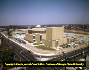 Overhead view of the Atlanta Civic Center's campus, 1968