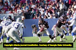 Atlanta Falcon Mike Rozier in action against the Seattle Seahawks, December 15, 1991