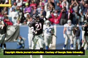 Atlanta Falcon Deion Sanders during the Falcons' last game at Fulton County Stadium, December 15, 1991