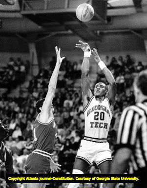 Tom Hammonds of Georgia Tech takes a shot against North Carolina State, 1987