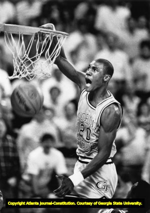 Georgia Tech's Tom Hammonds dunks against Duke, 1988