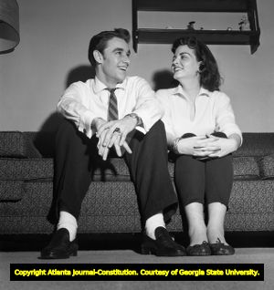 Ric Cartey with Carole Joyner writers of "Young Love," 1957