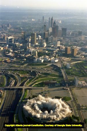 Atlanta-Fulton County Stadium imploding, 1997