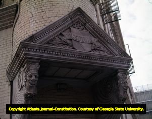 Stonework above the Atlanta Consitution building entrance, 1964