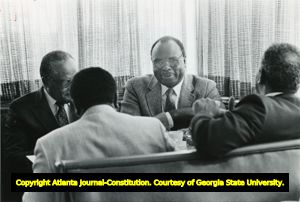 Atlanta civic leaders breakfasting at Paschal's Restaurant, 1985