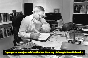 Pat Conroy working in his office, 1988