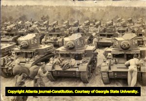 Tanks from Fort Benning, Georgia, on a practive run to Panama City, Florida, 1941.