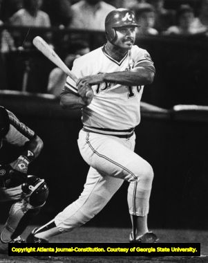 Braves' Chris Chambliss at bat, 1983