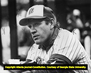 Braves manager Dave Bristol watching from the dugout, circa 1970s
