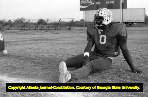 High school football star Herschel Walker during practice, 1979