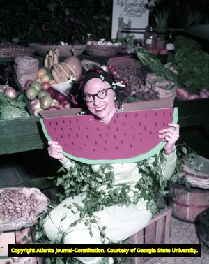 Savannah Beaux Art Ball - woman dressed as a watermelon slice, 1953