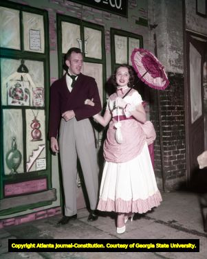 Savannah Beaux Art Ball - couple dressed in 19th century clothes, 1953
