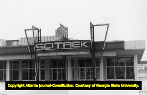 Exterior plaza of the science museum SciTrek, 1991
