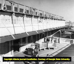 Atlanta Municipal Airport sign at the main terminal building, circa 1940s
