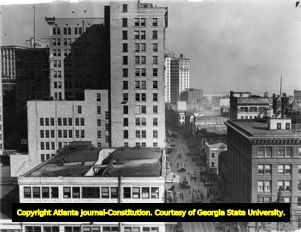 Office buildings and stores along Peachtree Street, circa 1930s