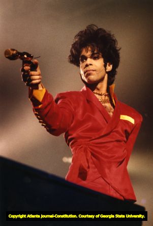 Prince onstage at the Fox Theatre during the Act I tour, 1993