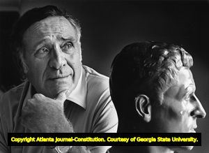 Former Georgia Bulldog Charley Trippi with his NFL Hall of Fame bust, 1987