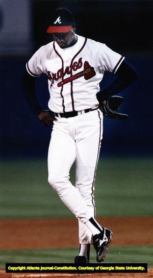 Atlanta Braves' pitcher Marvin Freeman on the mound, 1992