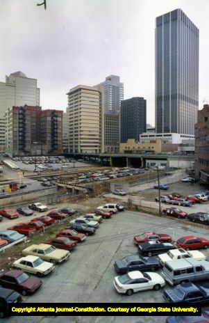 Office buildings in the business district of downtown, 1989