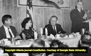 Democratic party fundraising dinner with Governor Griffin, Herman Talmadge, and Senator Richard Russell, 1956