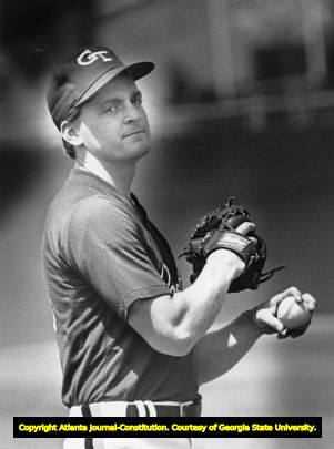 Georgia Tech pitcher Jim Poole during baseball practice, 1988