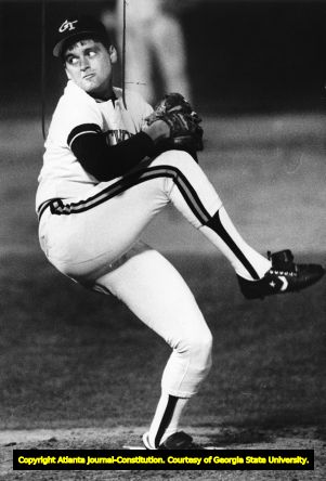 Pitcher Jim Poole during a Tech game against UGA, 1987