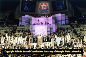 Democratic National Convention presidential candidates on stage, 1988