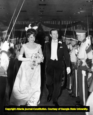 Governor Carl Sanders with his wife at the inaugural ball, 1963