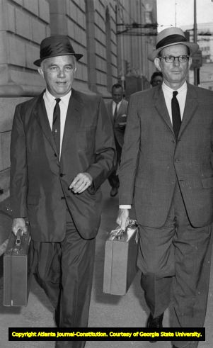 Lawyer William Schroder representing coach Wally Butts during his libel lawsuit against the Saturday Evening Post, 1963