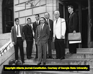 Georgia Bulldogs football players appear as witnesses during the Wally Butts trial, 1963