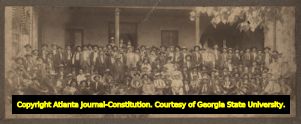 Unidentified group portrait photograph. Probably the September 1907 convention of the Farmers Educational and Co-Operative Union of America, in Little Rock, Arkansas.