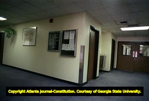 Physicians and Surgeons Hospital, under investigation (interior hall), 1989
